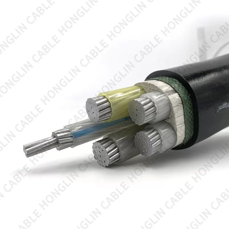 Industrial Electrical Wire Power 0.6/1KV with PVC jacket 4+1 cores aluminum cable wires for construction low voltage cable 4x50+1x25mm²